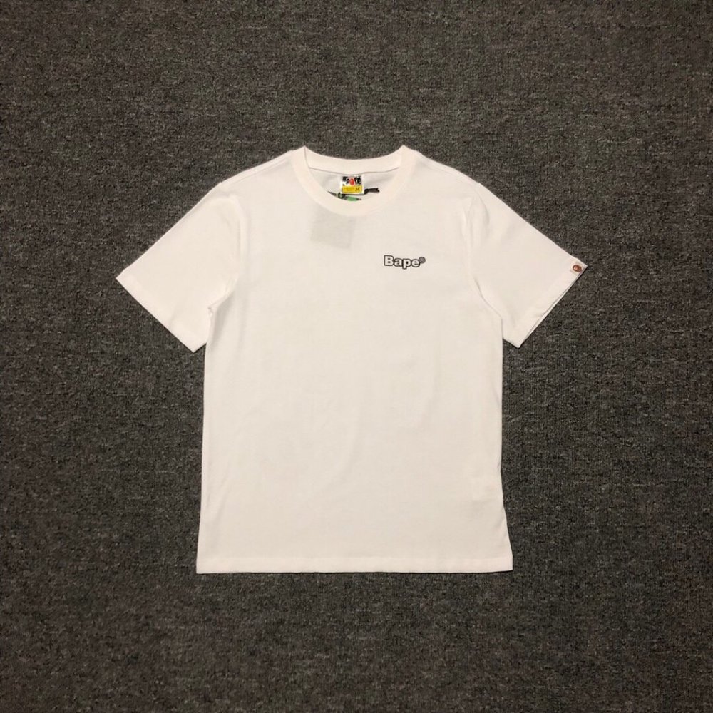 BAPE Ape Man Letter Printed Short Sleeve T-shirt  XS.S.L.XL